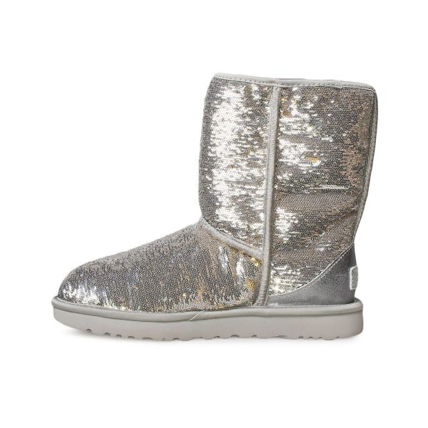 UGG Classic Short Cosmos Sequin Silver Gold Boots - Women s Hot on Sale