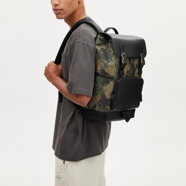 Coach Outlet Track Backpack In Signature Canvas With Camo Print Supply