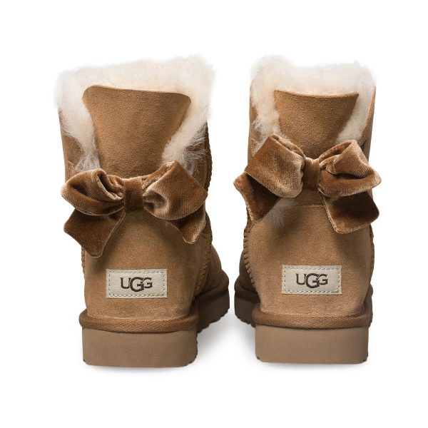 UGG Mini Bailey Bow II Velvet Ribbon Chestnut Boots - Women s Online