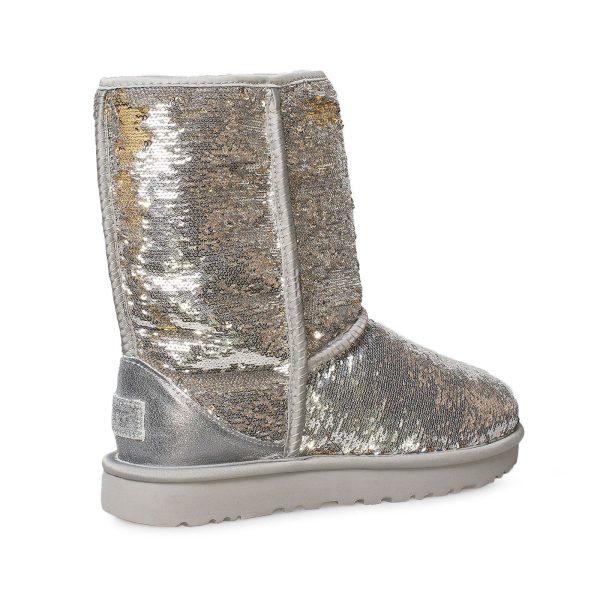 UGG Classic Short Cosmos Sequin Silver Gold Boots - Women s Hot on Sale