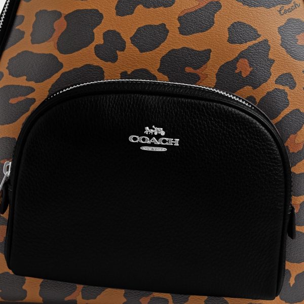 Coach Outlet Court Backpack With Signature Canvas And Leopard Print Online Hot Sale