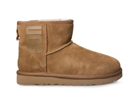 UGG Classic Mini UGG Rubber Logo Chestnut Boots - Women s Discount