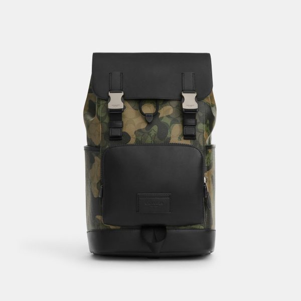 Coach Outlet Track Backpack In Signature Canvas With Camo Print Supply