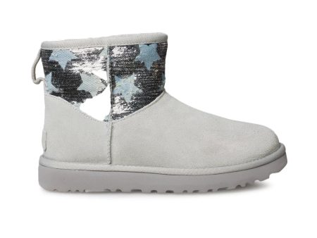 UGG Classic Mini Sequin Stars Grey Violet Boots - Women s Online now