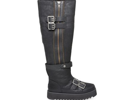 UGG Moto Punk Over The Knee Black Boots - Women s Sale