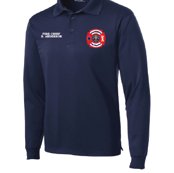 35 Plainfield Fire Long Sleeve Polo Navy Hot on Sale