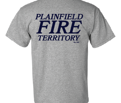 08 Plainfield Fire TShirt 50 50 or Dri Fit SG Silver Navy PFT Supply